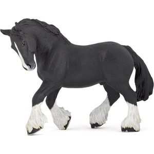 Black‎ Shire Horse Figurine - Hand Painted Farm Animal Toy Figure - Papo 51517